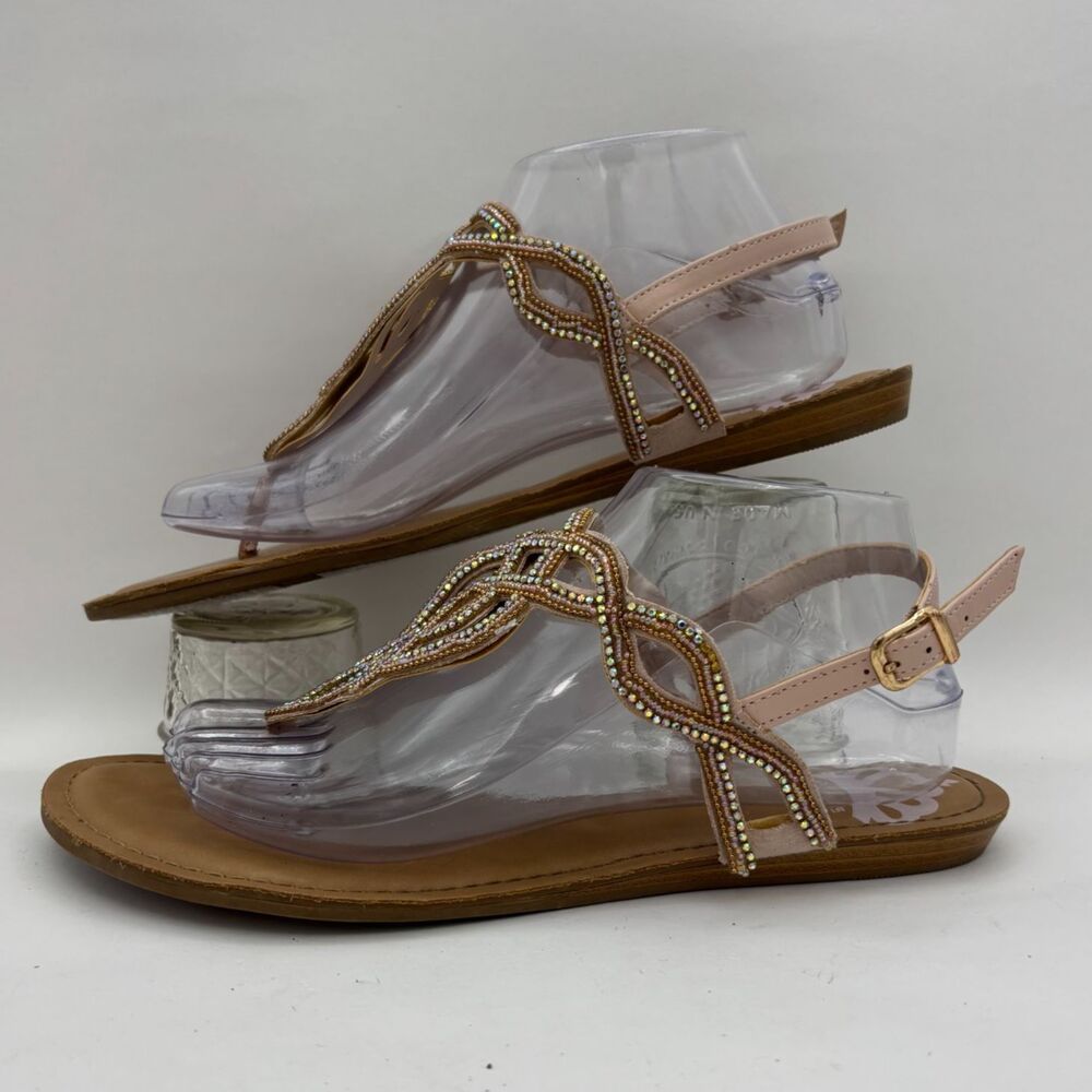 Fergalicious by Fergie Supra Blush Rhinestone Sandals Women's 9.5M Jeweled